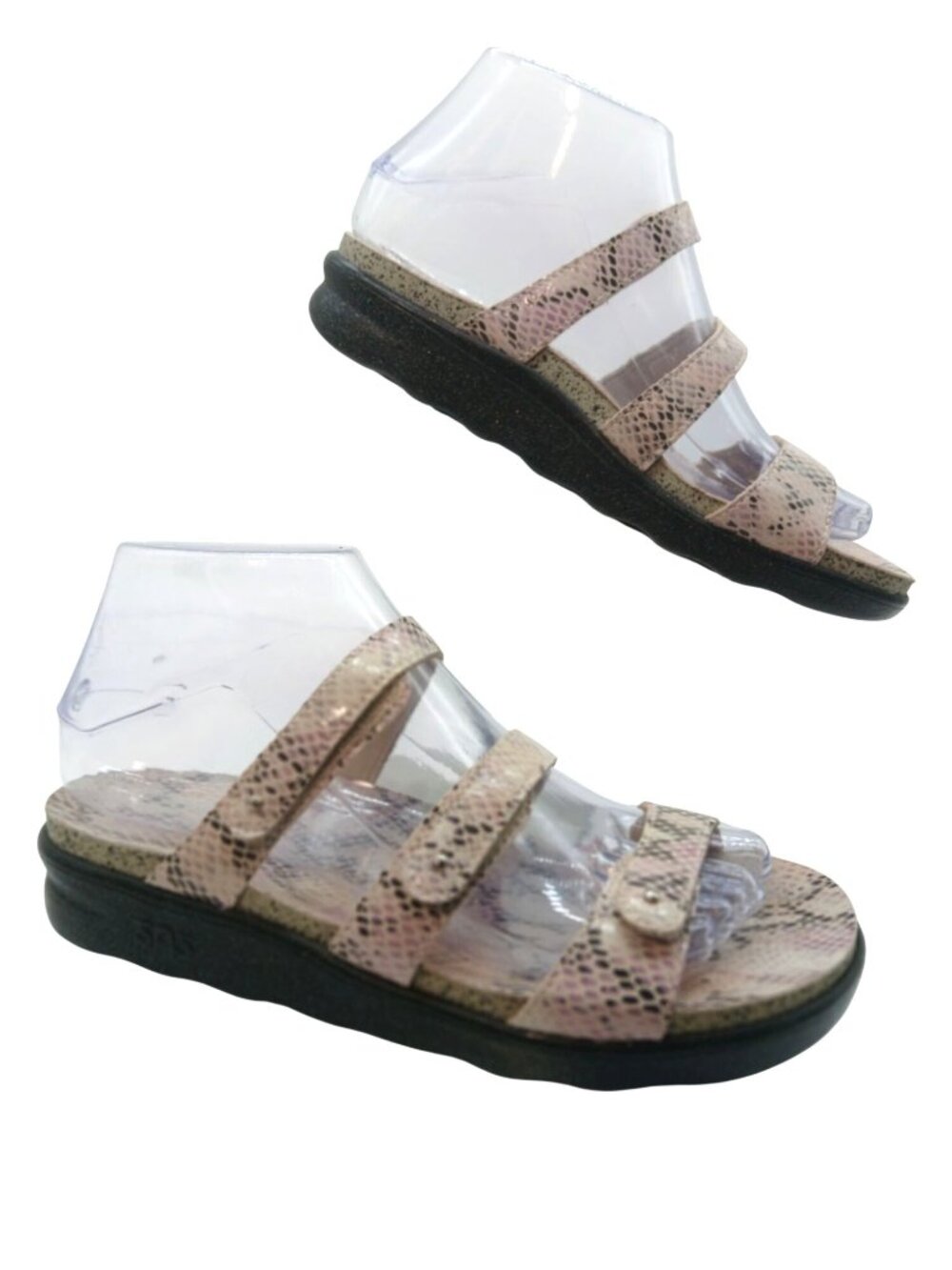 SAS Womens Iskia Adjustable Strap Sandals Pink Snake Print Size 6.5 Comfort USA